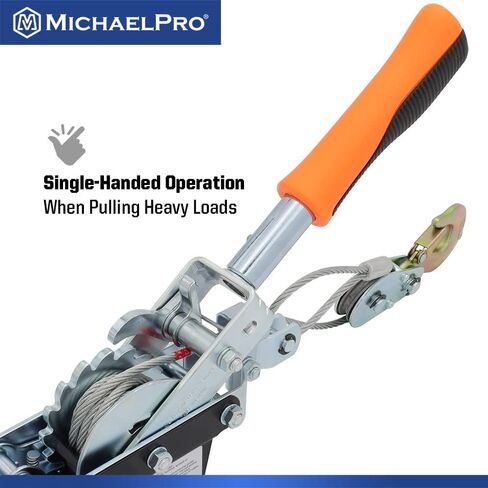 MichaelPro MP009086 1-Ton Power Hand Winch Puller | Winch Puller for Motor Hoisting, Shafts and Gears, Vehicle Recovery, Stretching Wire and Fences, Comes with Carrying Case in Saudi Arabia