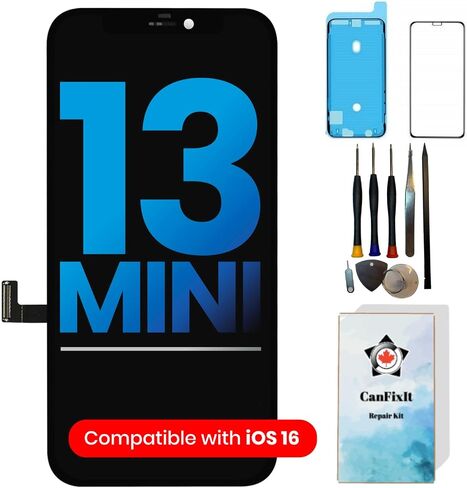 CanFixIt Screen Replacement Compatible with iPhone 13 Mini LCD Screen 5.4" Touch Glass Display Digitizer Full Assembly with Repair Tool Kits and Waterproof Seal A2628, A2481, A2626, A2629, A2630 in Saudi Arabia