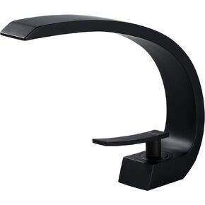 Bathroom Sink Faucet Modern Single Hole 1-Handle Faucet, Matte Black Solid Brass Faucet,Unique Bathroom Faucet Mixer Tap