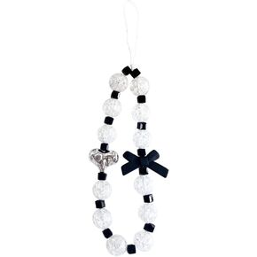 Kawaii Phone Wrist Strap Beads Mobile Phone Strap Lanyard Keychain Hanging Butterfly Pendant Phone Wrist Rope Handmade Cell Phone Lanyard Wrist Strap Beads Chain for Women Girls
