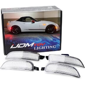 iJDMTOY Clear Lens Amber/Red Full LED Side Marker Light Kit Compatible With 2016-up Mazda MX-5 Miata, Powered by Total 98-SMD LED, Replace OEM Sidemarker Lamps