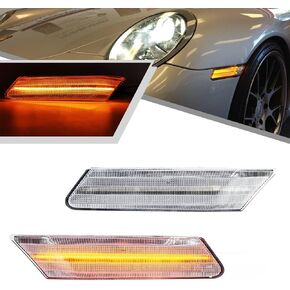 2Pcs LED Side Marker Lamp Light for Porsche Carrera 2005-2013 for Boxster 987 2005-2012 Cayman 2006-2012 Clear Lens Amber LED Front Turn Signal Side Marker Lights