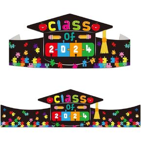 SICOHOME Kids Kindergarten Graduation Cap 24pcs Adjustable Paper Graduation Hats Preschool Graduation Cap Decorations