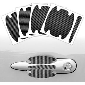 8PCS Car Door Handle Scratch Protectors, Carbon Fiber Car Door Handle Cup Paint Guard Protection Films, Car Door Handle Bowl Protective Sticker Cover for Cars, Trucks, SUVs (Black)