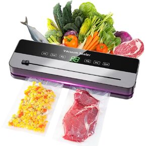 Vacuum Sealer Machine,8 in 1 Food Saver Vacuum Sealer Machine with Cutter,Compact Air Sealing System LED Indicator,with 10 Bags,1 Air Suction Hose,Dry&Moist Food Modes