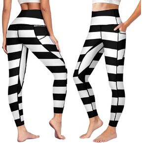 High Waist Yoga Pants with Pockets Tummy Control Workout Running 4 Way Stretch Yoga Leggings for Girls Women