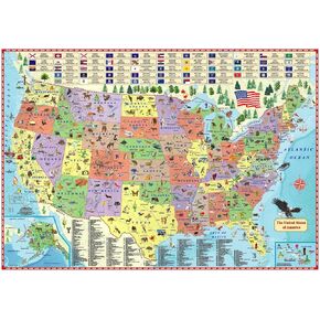 Illustrated map of the US for kids (27x39 Laminated Children's Wall Map of the US for Kids) [Map])