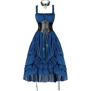 Women's Steampunk Victoria Cosplay Dress high and Low Dress