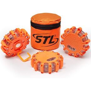 مصابيح SpeedTech مكونة من 3 عبوات مكونة من 15 قرص مضيئة للتحذير من أضواء الطرق في حالات الطوارئ للسيارة والشاحنة والدراجة ومركبات RV - مجموعة الطوارئ على الطريق - بطارية AAA وحقيبة حمل متضمنة - السلامة in Kuwait