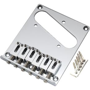 Musiclily Pro 54mm Modern Telecaster Bridge with Zinc Alloy 6-Saddle for Squier and Import Tele Style Electric Guitar, Black