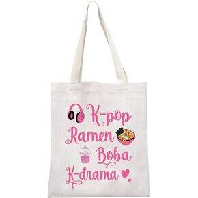 K-Pop Lover Tote Bag Canvas Shopping Bag K-Drama Lover Gift K-Pop Fashion for Fans Milk Tea Lover Gift