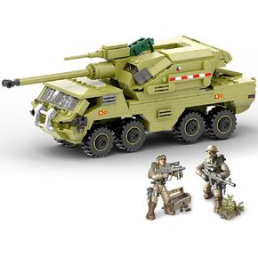 HI-REEKE Military Vehicles Building Set, Army Battle Car M1128 Heavy Armored Vehicle Model Brick Kit Toy for Adult-458pcs