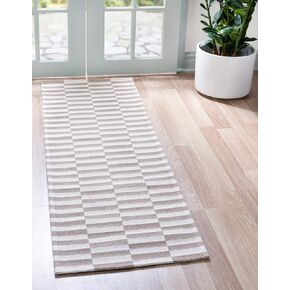 Unique Loom Decatur Collection Striped Geometric, Modern Area Rug, 2' 2" x 3' 0", Black/Ivory