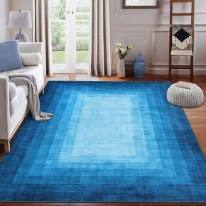 Modern Ombre Hallway Runner Rug Washable Entryway Rug, Stain Resistant Non-Slip Bedroom Rug Runner Contemporary Bordered Gradient Entrance Carpet for Laundry Kitchen, Grey, 2' x 6'