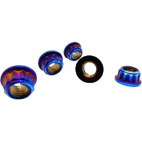 RISON Titanium Bi-Hex Sprocket Nut 12PT Flange Lock nut Titanium Metal Lock nut Pack of 5 (M8x1.25mm,Burnt Blue) in Kuwait