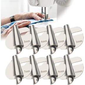 Universal Sewing Rolled Hemmer Foot Set - [3-10mm] - Wide Rolled Hem Pressure Foot, Sewing Machine Presser Foot Hemmer Foot, Home Industrial Curved Scroll Hemmer Foot (8 Pcs-(3-10mm))