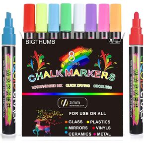 Chalk Markers for Chalkboards, Wet Erase Marker Pens for Chalkboards Signs, Windows, Blackboard, Glass, Mirror Liquid Chalk Markers on Any Non-Porous Surface (8 Chalk Marker) in Kuwait