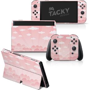 Tacky Design Clouds Skin for Nintendo Switch OLED Skin - Premium Vinyl 3M Stickers Set - Cute Skin Compatible with Nintendo Switch OLED Skin Joy Con, Console, Dock - Decal Full Wrap