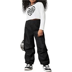 SweatyRocks Girl's 2 Piece Outfits Letter Graphic Print Long Sleeve Tee Top and Pants Clothing Set