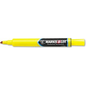 AVERY Marks-A-Lot Permanent Markers, Large Desk-Style Size, Chisel Tip, Water and Wear Resistant, 12 Yellow Markers (08882), 12 markers