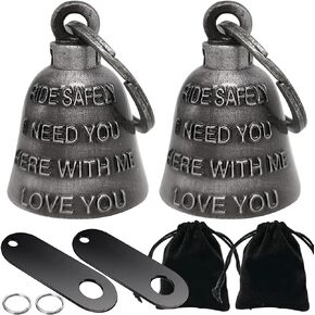 Dream Apparel 2 Pack Motorcycle Bells for Biker Rider Men Women Angel Bell with Bell Hanger, Ride Riding Bell Spirit Bell