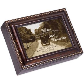 Cottage Garden Fathers Who Left Hearts Filled Memories Burlwood Rope Trim Jewelry Music Box Plays Canon in D