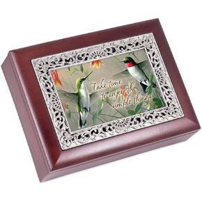 حديقة الكوخ خذ وقتًا للاستمتاع بالأشياء البسيطة، صندوق الموسيقى والمجوهرات من خشب الورد يلعب عالمًا رائعًا