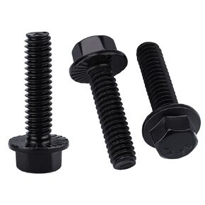 3/8-16 x 1" (10 Pack) Serrated Flange Hex Head Bolts Screws, Stainless Steel 304 (18-8) Flanged Hexagon Bolts Screws, UNC Coarse Thread, Full Thread, Black Coated