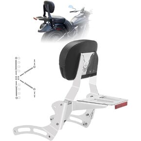 Powersports Sissy Bar with Backrest Luggage Rack for Kawasaki Vulcan VN 900 2000 Classic Custom 2009-21(Black,Non-Studded)