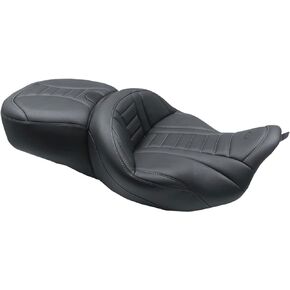 MUSTANG 0801-1375 79006GM One-Piece Deluxe Touring Seat - Black W/Gun Metal Stitching