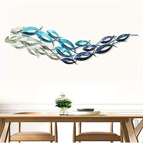 SUN RDPP Metal Fish Wall Art Decor, Large Coastal Ocean Metal Fish Wall Hangings Decor Wall Sculpture for Living Room Bedroom (C)