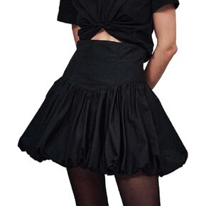 UAURORAO Women Y2k Bubble Skirts High Waist Pleated Ruffle Hem Short Skirts Teen Girls Puffy A Lined Mini Short Skirts