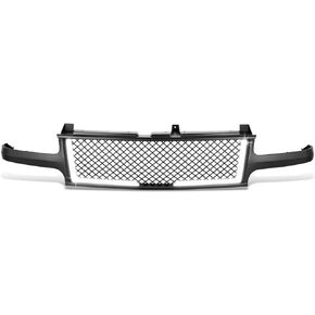 DNA MOTORING GRF-LB-002-T1-MBK Badgeless Diamond Mesh LED DRL Bar Front Bumper Grille Frame Compatible with 07-13 Silverado 1500