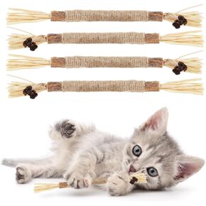 4PCS Silvervine Sticks for Cats - Cat Chew Toy Cat Teeth Cleaning Toys,Cat Chew Sticks Cat Dental Chews,Catnip Toys for Cats Indoor