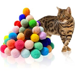 Joseph Jonas Premium Cat Toy Balls, 35pcs Upgrade Cat Pom Pom Balls with a Pack of Catnip, Lightweight Small Pom Poms Cat Balls, Soft Interactive Kitten Plush Toys for Indoor Cats…