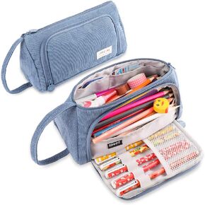 iSuperb Big Capacity Pencil Case Corduroy Large Pencil Pouch Portable Pen Bag Zipper Organizer Makeup Cosmetic Bags for Women Office
