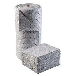 Brady SPC BPU200 Basic Universal Light Weight Absorbent Pad (Chemical/Oil/Water), White, 15" L x 17" W. Perforated. 200 pads per roll