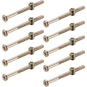 uxcell M6 x 70mm Furniture Bolts Nut Set Hex Socket Screw with Barrel Nuts Phillips-Slotted Half Thread Zinc Plated 10 Sets