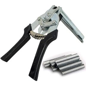 Type M Hog Nail Ring Pliers Kit with 2400pcs M Clips for Fence Fastening, Upholstery Installation, Animal Cages