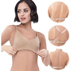 Women Clear Strap Bra Seamless Invisible Backless Bra Ballet Dance Bra with Adjustable Straps