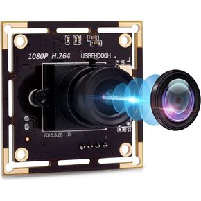1080P USB Camera Module with 100 Degree No Distortion Lens,2MP Tiny USB Camera with IMX323 Sensor Mini UVC Video Webcam with Microphone,Compatible with Windows,Linux， Mac OS and Raspberry Pi