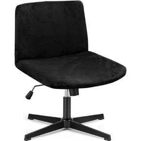 Deisy Dee Velvet Cross Legged Office Chair Covers - Upgrade Your Armless Wide Seat Computer Task Chair with Soft and Vibrant Velvet Stretch Covers - Transform Your Workspace in Minutes (Black)