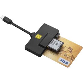 DAOKER USB C Smart Card Reader, DOD Military CAC Card Reader Compatible with Mac, MacBook Pro, Chromebook and Other Type C Laptops | Built-in 3 Slots SD/Micro SD Memory Card Reader