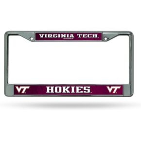 Rico Industries NCAA Virginia Tech Hokies 12" x 6" Silver Chrome Frame W' Decal Insert Car/Truck/SUV Auto Accessory