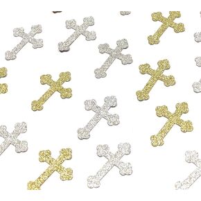 50 x Silver Christian Cross Table Confetti | Christening Confetti