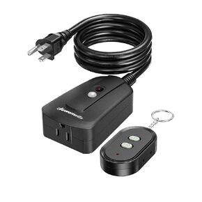 DEWENWILS Outdoor Wireless Remote Control Outlet with 2 FT Extension Cord, 15 amp Heavy Duty Weatherproof Remote Controlled Light Switch for String Lights, 100 Feet Range, UL Listed
