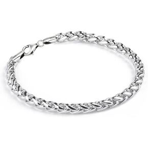925 Sterling Silver Bracelets for Men Women 5mm Round Wheat Chain Bracelet Gifts for Husband Brother Boyfriend