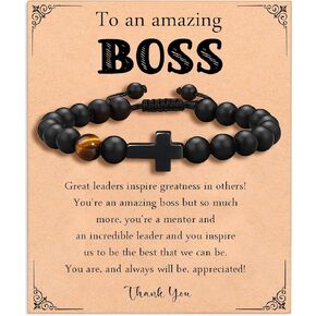 Boss Day Gifts for Him Happy Boss Day Christmas Bracelets Gift Ideas for Men, Thank You Bracelet Gift for Leaders Coworker Office Gifts Leaving Going Away Gifts Retirement Presents for Men
