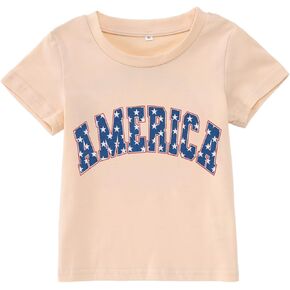 CM C&M WODRO Toddler Boys Girls 4th of July Shirt America Letter Print T-Shirt Little Kids Patriotic Tee USA Flag Summer Tops