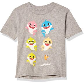 تي شيرت Pinkfong للأولاد الصغار من Baby Shark Family Dancing بأكمام قصيرة، رمادي منقط، 2T in Kuwait